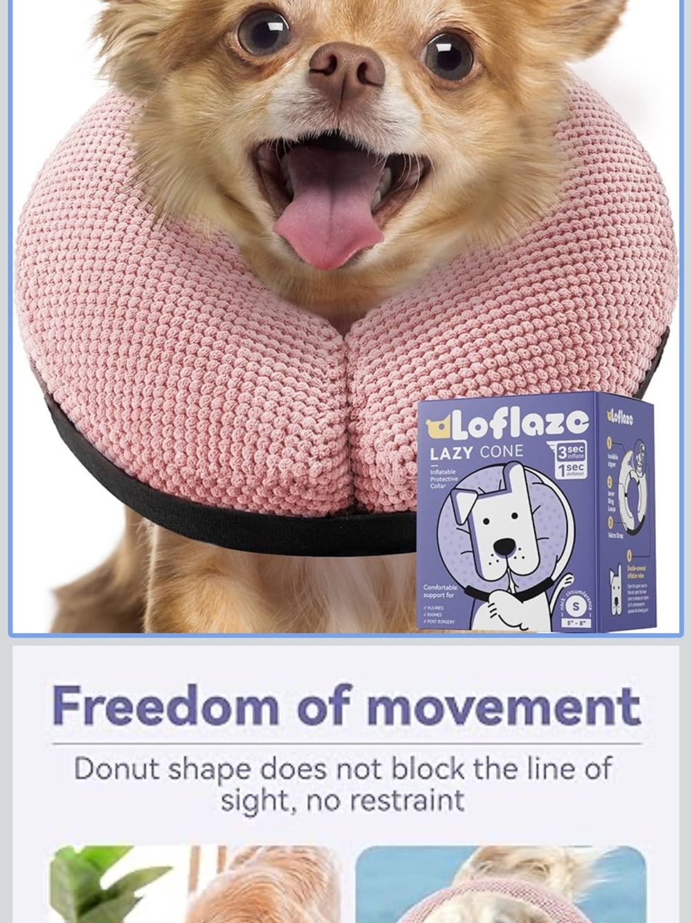Pink Donut Recovery Collar for Dogs - Soft Lazy Cone